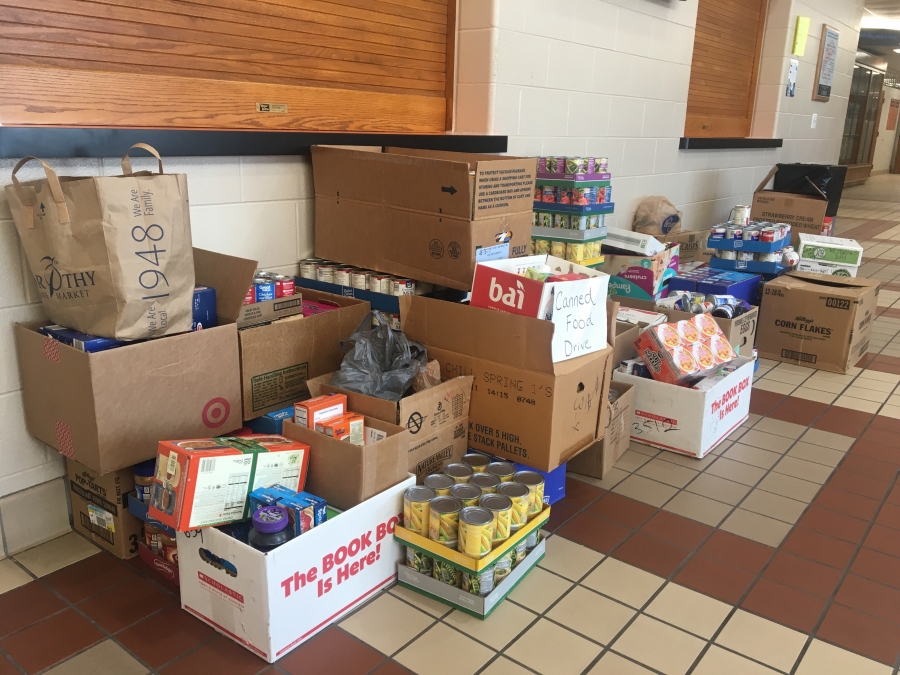 boxes of canned food